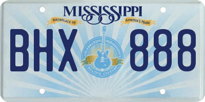 MS license plate BHX888