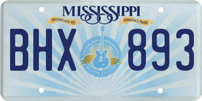 MS license plate BHX893