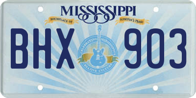 MS license plate BHX903