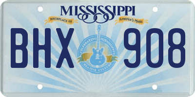 MS license plate BHX908