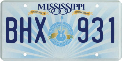 MS license plate BHX931