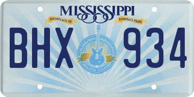 MS license plate BHX934