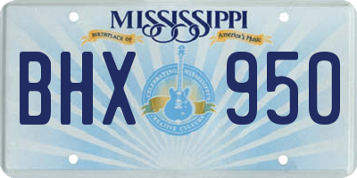 MS license plate BHX950