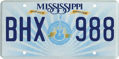 MS license plate BHX988