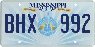 MS license plate BHX992