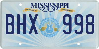 MS license plate BHX998