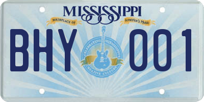 MS license plate BHY001