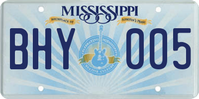 MS license plate BHY005
