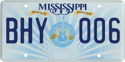 MS license plate BHY006