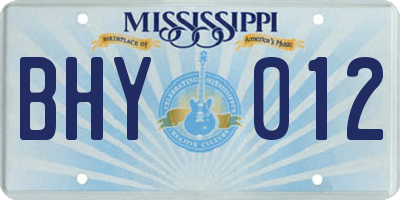 MS license plate BHY012