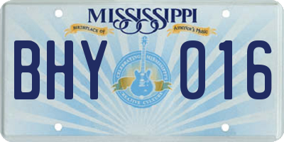 MS license plate BHY016