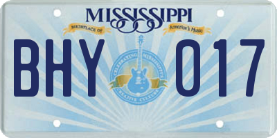 MS license plate BHY017