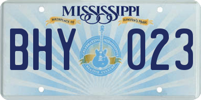 MS license plate BHY023