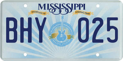 MS license plate BHY025