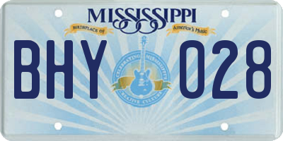 MS license plate BHY028