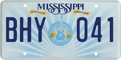 MS license plate BHY041