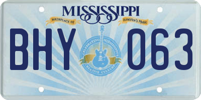 MS license plate BHY063