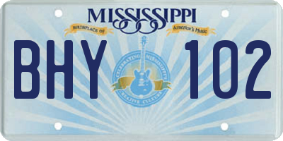MS license plate BHY102
