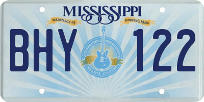 MS license plate BHY122
