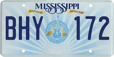 MS license plate BHY172