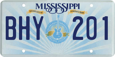 MS license plate BHY201