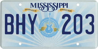 MS license plate BHY203