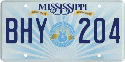 MS license plate BHY204