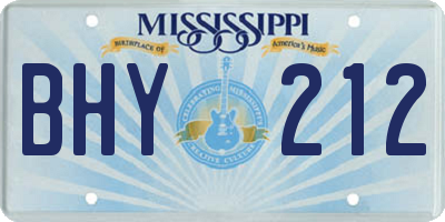 MS license plate BHY212