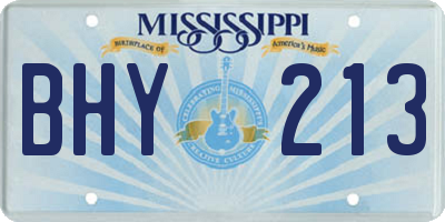 MS license plate BHY213