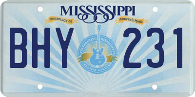 MS license plate BHY231