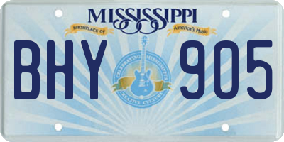MS license plate BHY905