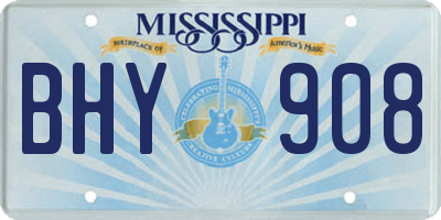 MS license plate BHY908