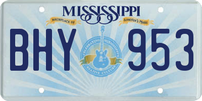 MS license plate BHY953