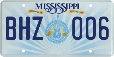 MS license plate BHZ006