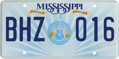 MS license plate BHZ016