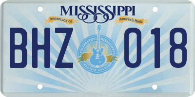 MS license plate BHZ018