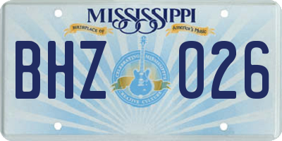 MS license plate BHZ026