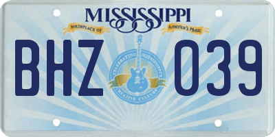 MS license plate BHZ039