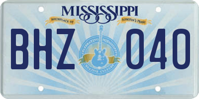 MS license plate BHZ040