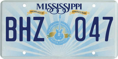 MS license plate BHZ047
