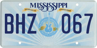 MS license plate BHZ067