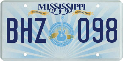 MS license plate BHZ098