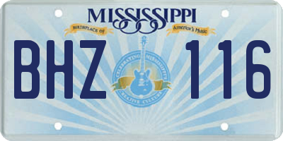 MS license plate BHZ116