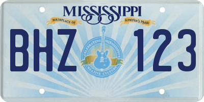 MS license plate BHZ123