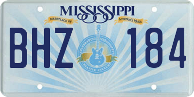 MS license plate BHZ184
