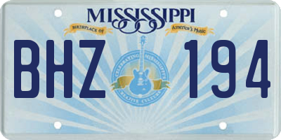 MS license plate BHZ194
