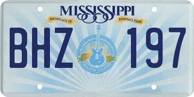 MS license plate BHZ197