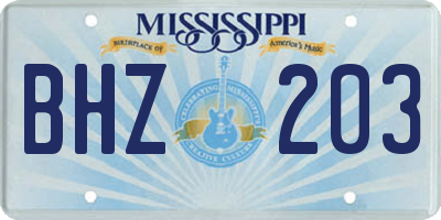 MS license plate BHZ203