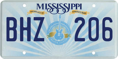 MS license plate BHZ206