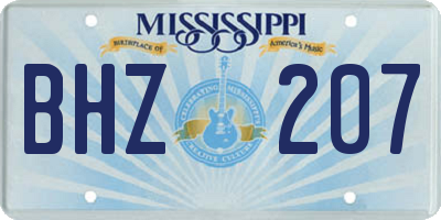 MS license plate BHZ207